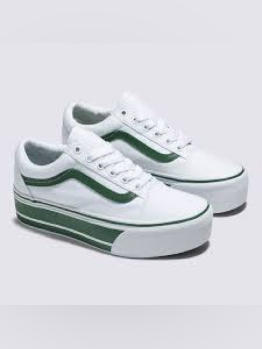 Vans Old Skool Stackform Green True White Platform Sneakers Women’s 8.5